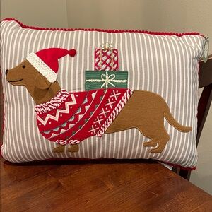 Festive Dachshund Holiday Pillow